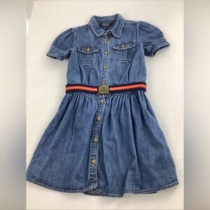 Polo Ralph Lauren Girl's Belted Denim Short Sleeve Shirtdress Cotton Size 6